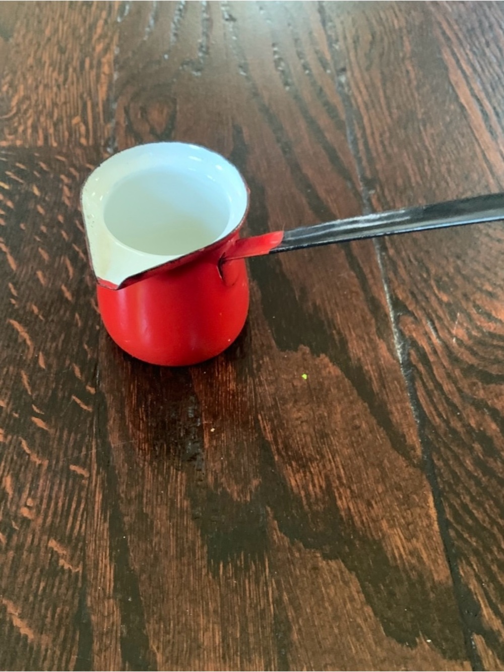 Red Enamel Turkish Coffee Pot - Small Stovetop Pot with Long Handle